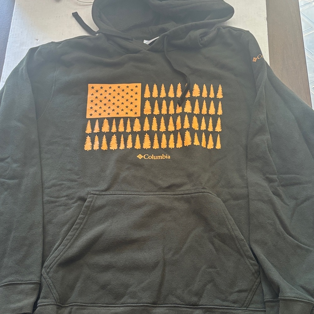 Columbia Men's Black Hoodie with Orange Tree Graphic